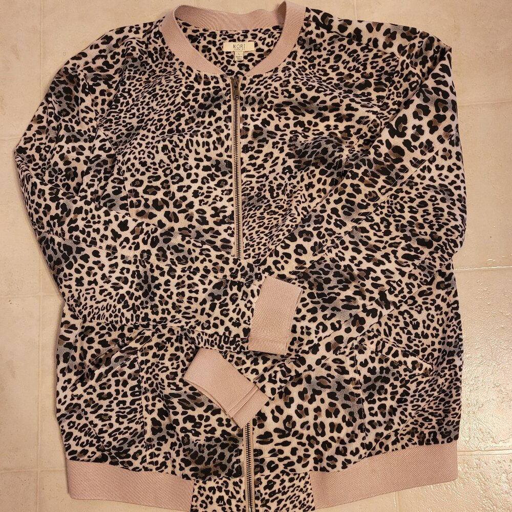 Kori boutique brand leopard bomber jacket